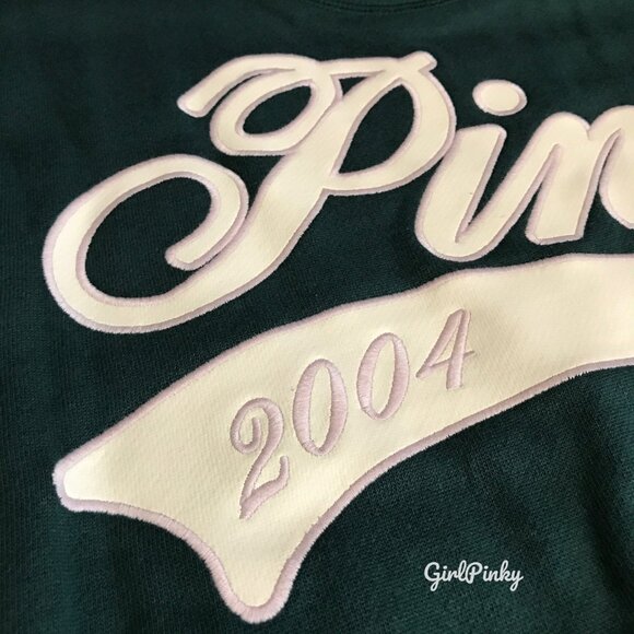 VS PINK 2004 LIMITED EDITION PINK FRIDAY DEEP FOREST CREW SWEATSHIRT - Picture 3 of 10